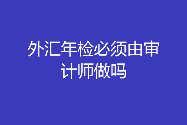 外汇年检必须由审计师做吗