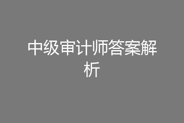 中级审计师答案解析