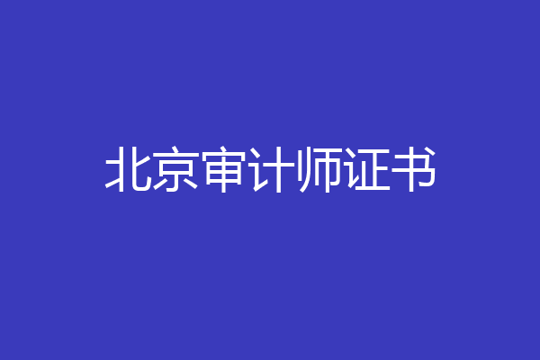 北京审计师证书