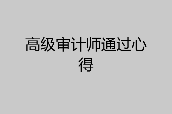高级审计师通过心得