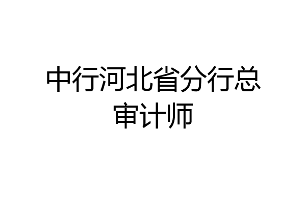 中行河北省分行总审计师