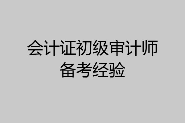 会计证初级审计师备考经验
