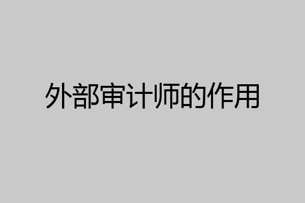 外部审计师的作用