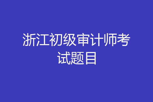 浙江初级审计师考试题目