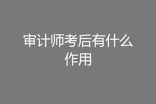 审计师考后有什么作用