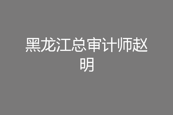 黑龙江总审计师赵明