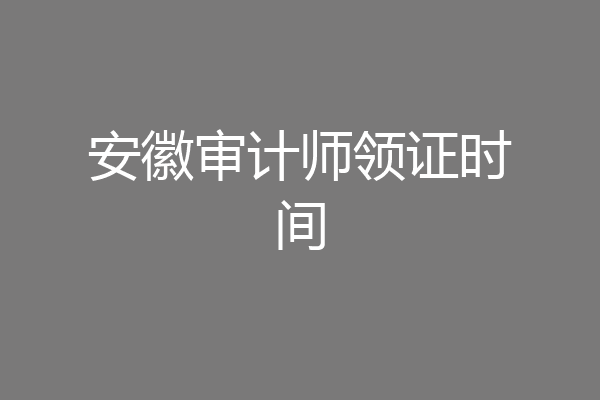 安徽审计师领证时间