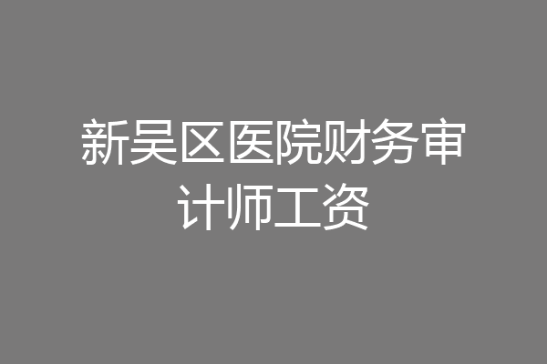新吴区医院财务审计师工资