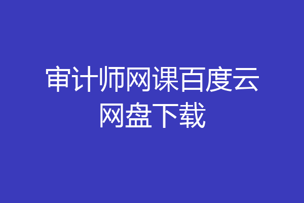 审计师网课百度云网盘下载