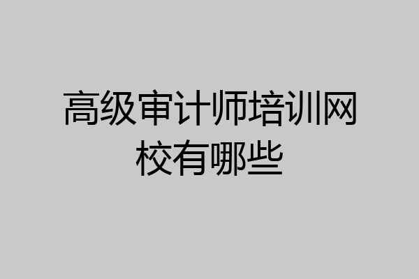 高级审计师培训网校有哪些