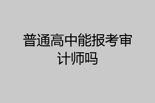 普通高中能报考审计师吗