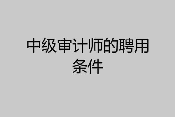 中级审计师的聘用条件