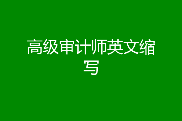 高级审计师英文缩写