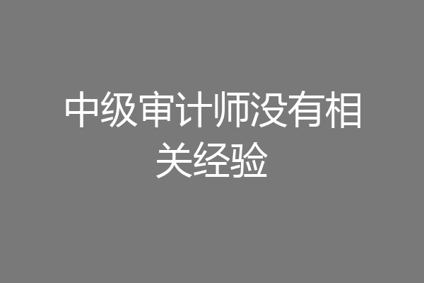 中级审计师没有相关经验
