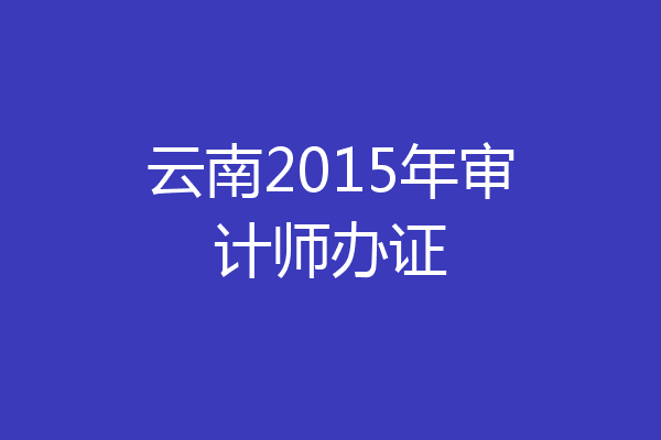 云南2015年审计师办证