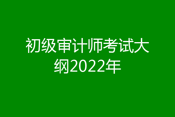 初级审计师考试大纲2022年