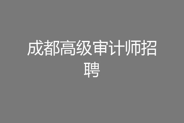 成都高级审计师招聘
