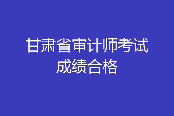甘肃省审计师考试成绩合格