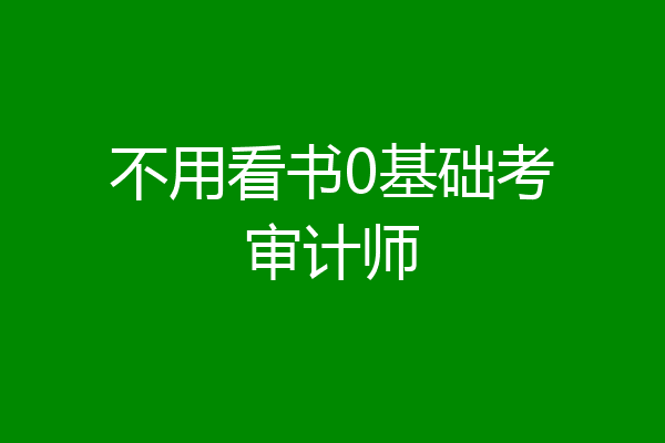 不用看书0基础考审计师