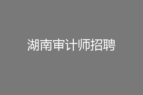 湖南审计师招聘
