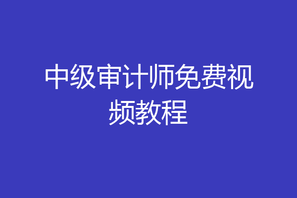 中级审计师免费视频教程