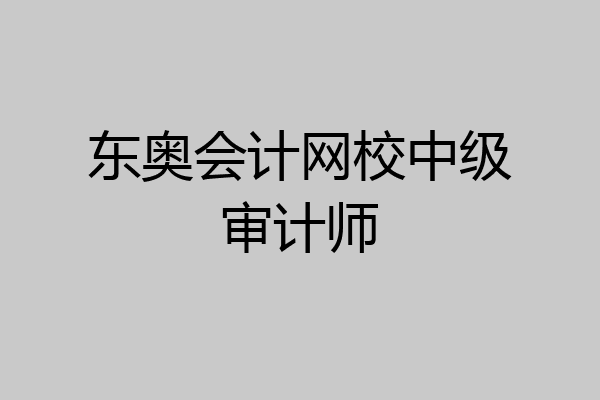 东奥会计网校中级审计师