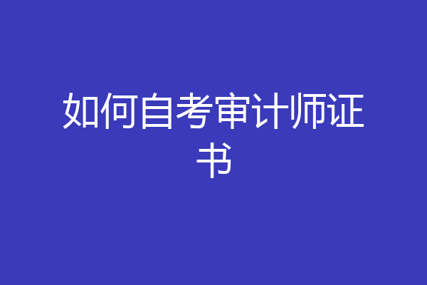 如何自考审计师证书