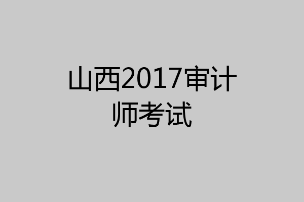 山西2017审计师考试