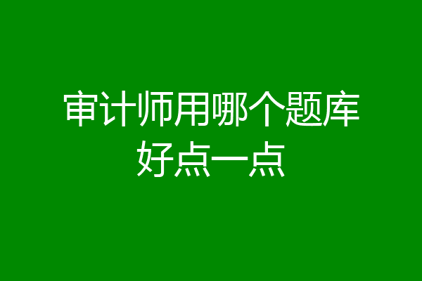 审计师用哪个题库好点一点