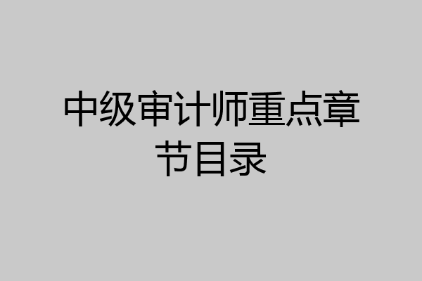 中级审计师重点章节目录