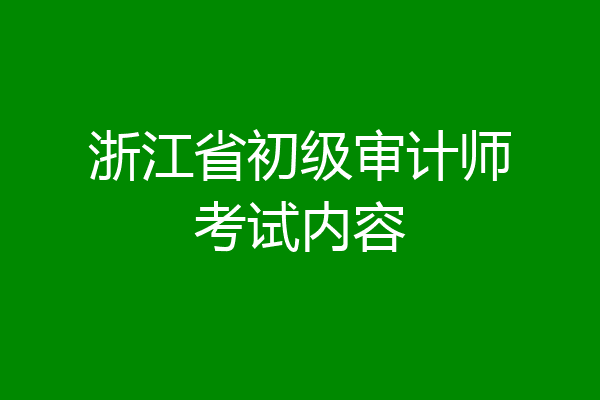 浙江省初级审计师考试内容