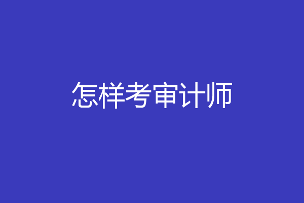 怎样考审计师