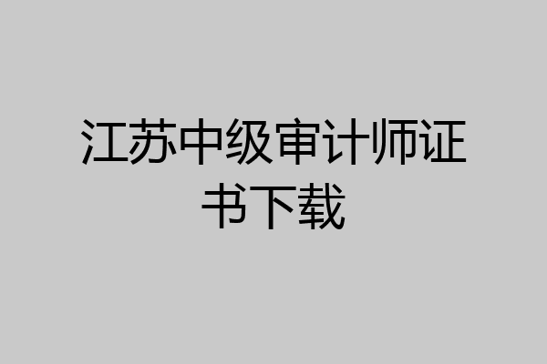 江苏中级审计师证书下载