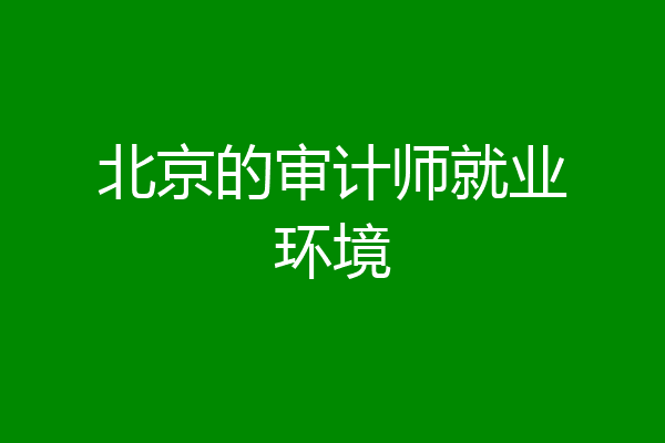 北京的审计师就业环境