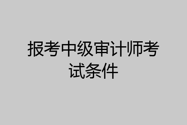 报考中级审计师考试条件