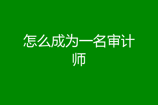 怎么成为一名审计师