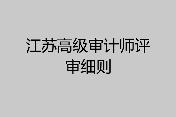 江苏高级审计师评审细则