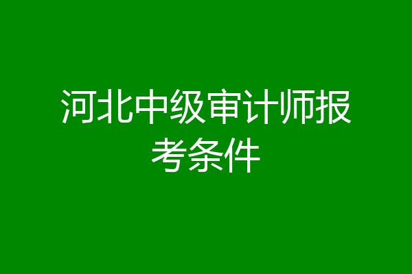 河北中级审计师报考条件