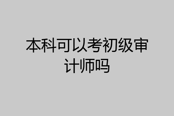 本科可以考初级审计师吗