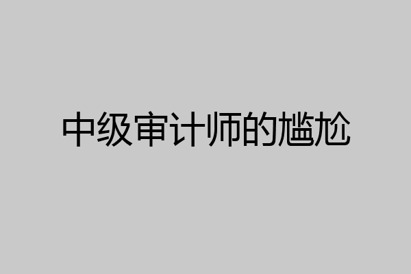 中级审计师的尴尬