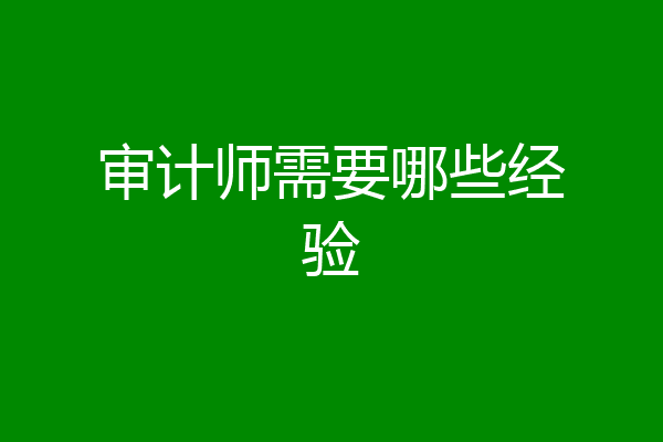 审计师需要哪些经验