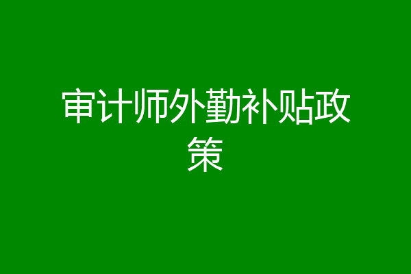 审计师外勤补贴政策
