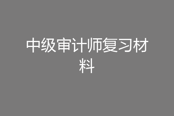 中级审计师复习材料