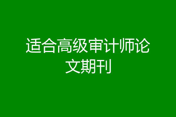 适合高级审计师论文期刊
