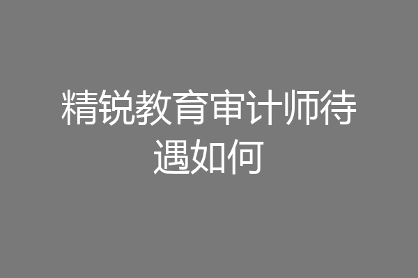 精锐教育审计师待遇如何