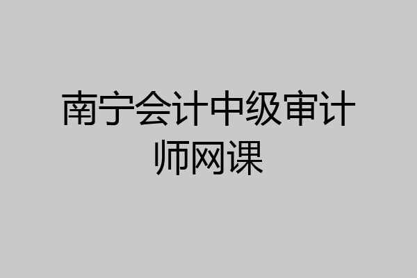 南宁会计中级审计师网课