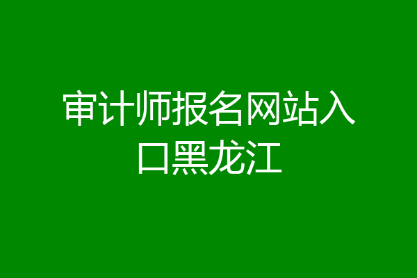审计师报名网站入口黑龙江