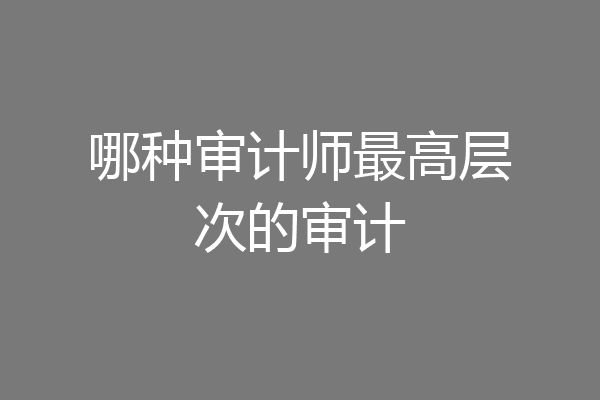 哪种审计师最高层次的审计
