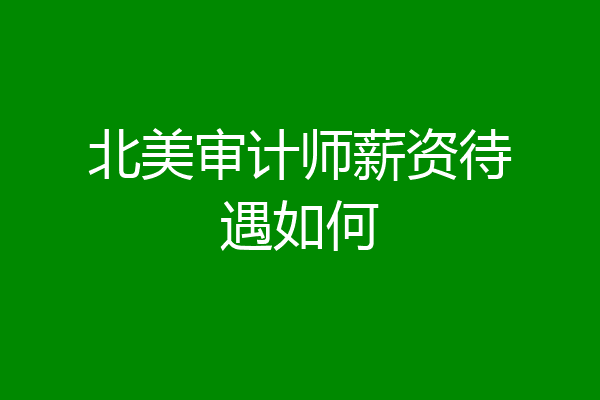 北美审计师薪资待遇如何