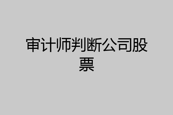 审计师判断公司股票